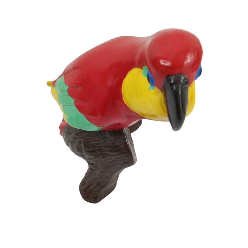 Parrot Figurine Green Red Hand Painted 11" Ceramic Rianna Lot of 2 - Picture 6 of 9